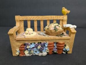 Vintage 1993 Dezine Garden Bench Trinket Box Cottagecore Grandmacore 3D Resin